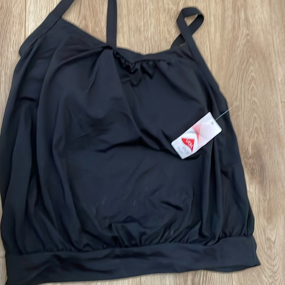 Black simple bathing suit top for women